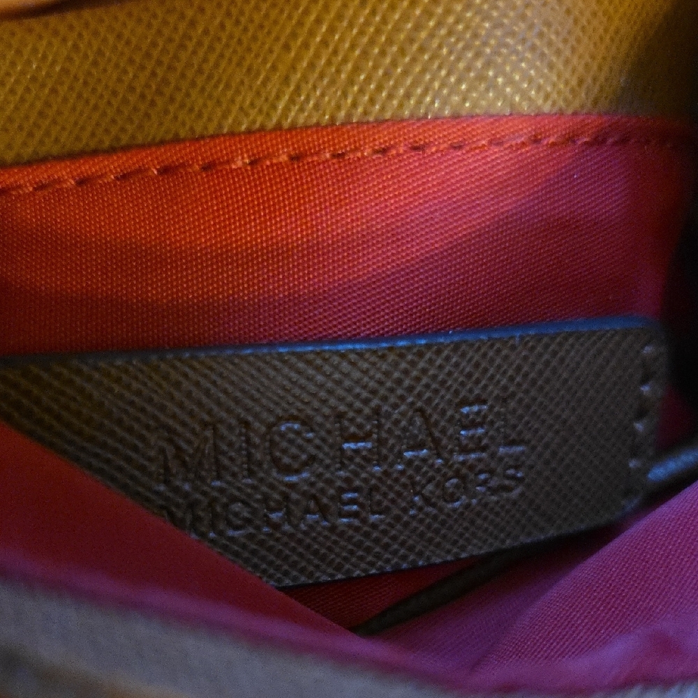 Michael Kors Long Strap Cross Body Red-Orange with Gold Accents Nylon - Picture 6 of 9